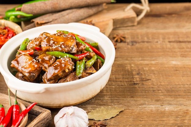 Chinese Cuisine a plate of braised ribs