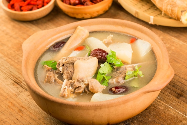 Chinese cuisine radish and mutton soup stew