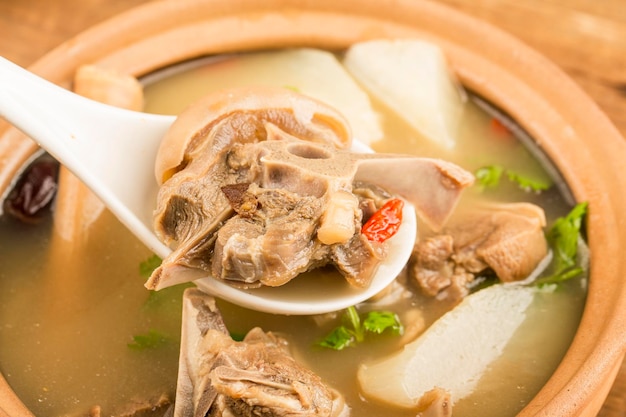 Chinese cuisine radish and mutton soup stew