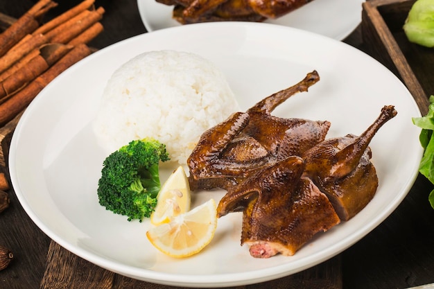 Photo chinese cuisine; roast pigeon,crisp baby pigeon,