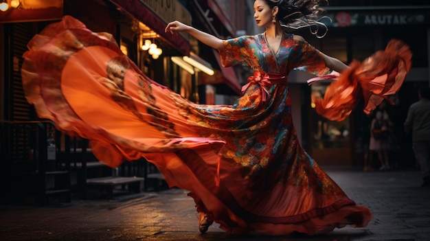 Chinese dancer in the street