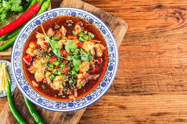 A Chinese delicacy boiled fish