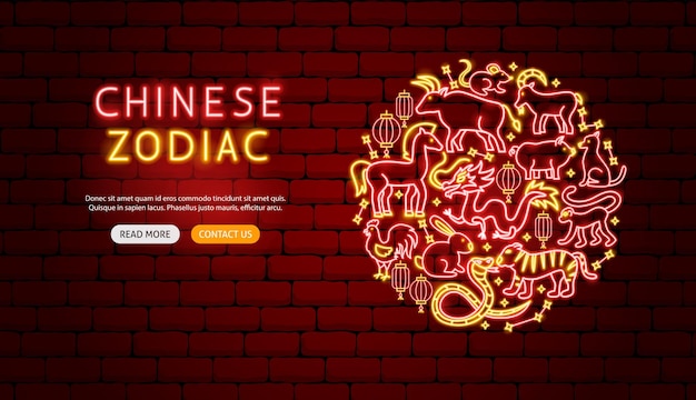 Chinese Dierenriem Neon Banner Design