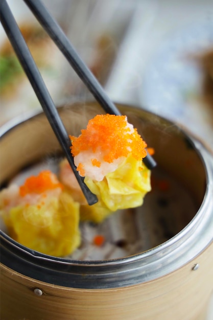 Chinese dim sum on table