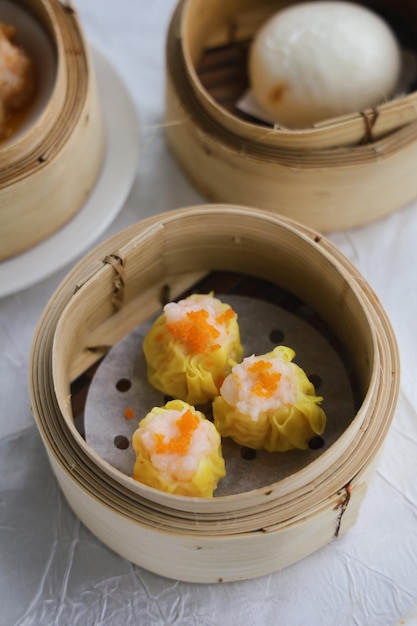 Chinese dim sum on table
