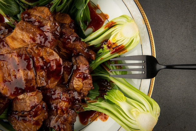 Chinese dish made of pork on a plate