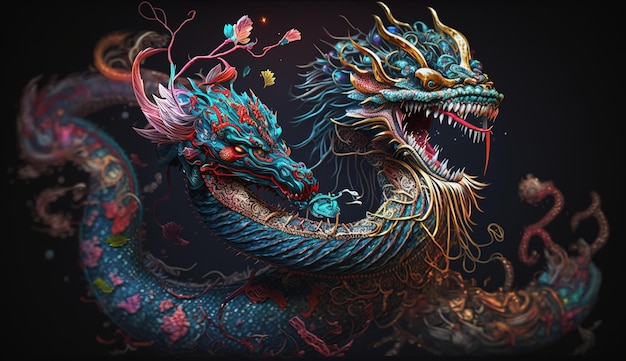 Chinese draak 3d illustratie Generatieve AI