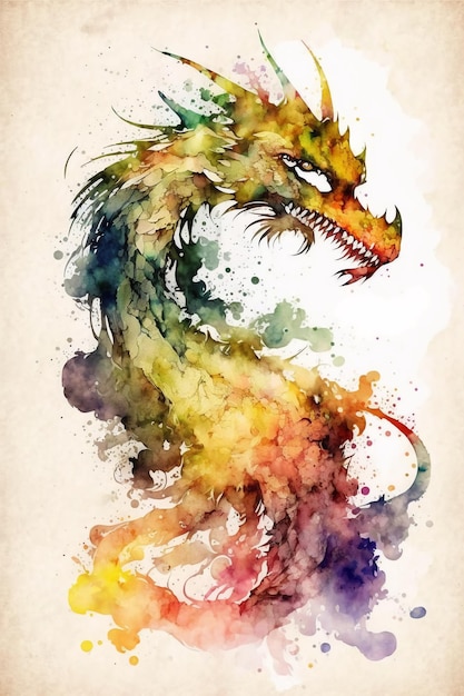 Chinese draak aquarel abstracte backgroundGenerative AI