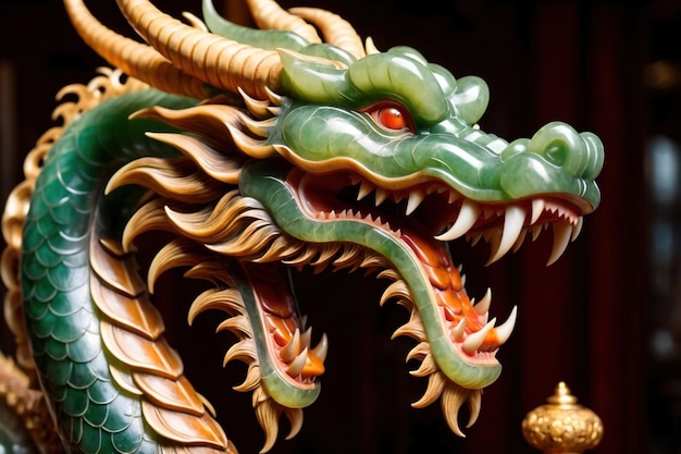 Foto chinese draak gebeeldhouwd uit jade edelsteen