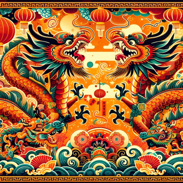 Chinese draak ontwerp Chinese nieuwjaarsdag