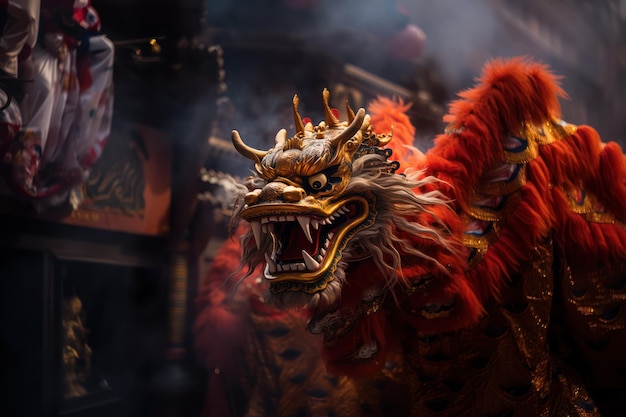 Chinese dragon as a character for the dragon dance at the chinese new year festival