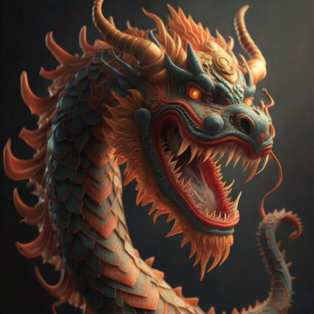 Китайский дракон красочный фото 3D рендеринг кино