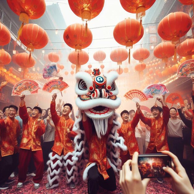 A chinese dragon dance festival