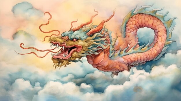 Chinese Dragon illustration Generative AI