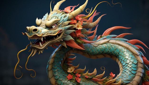 Фото Китайский стиль дракона пиксара