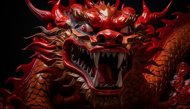 Photo chinese dragon red background