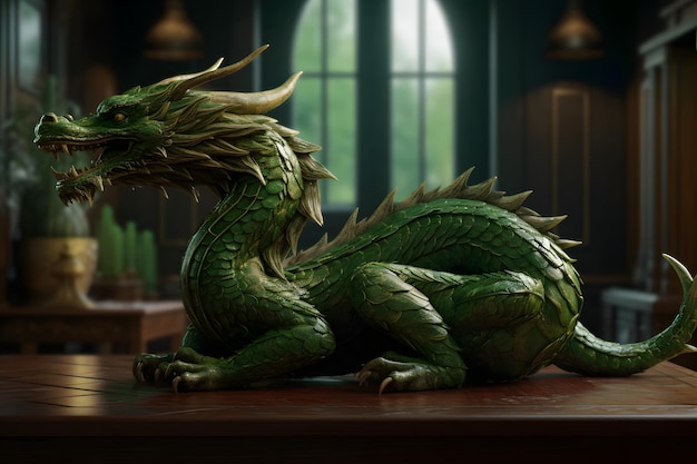 Фото Китайская статуя дракона генеративный ии