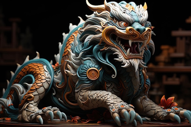 Wooden Dragon Statue, Wall Art, Chinese Dragon, Mystical Animal