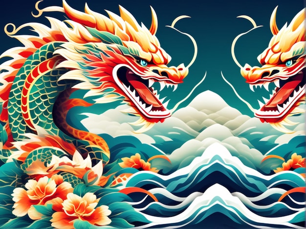 Chinese dragon themed design for festival and new year