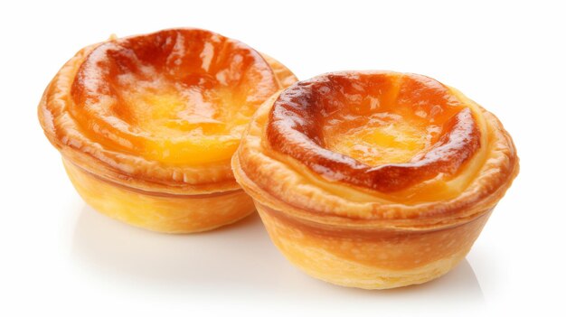 Chinese Egg Tarts on White Background