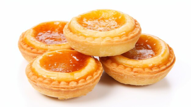 Chinese Egg Tarts on White Background