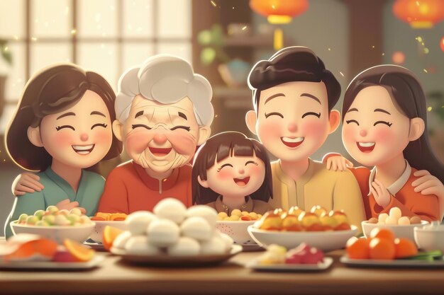 Photo chinese family new year party illustration