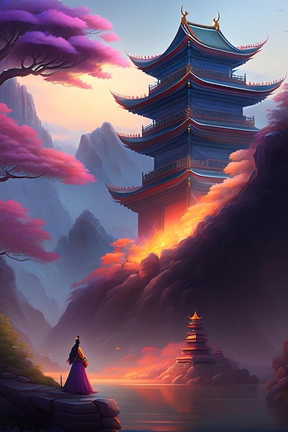 Chinese fantasy style scene art