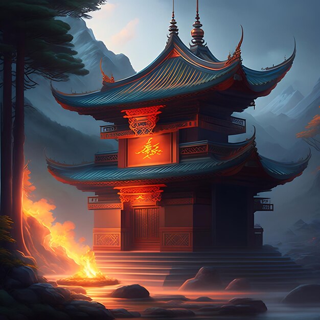 Photo chinese fantasy style scene art