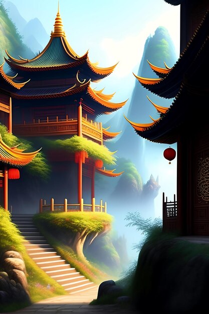 Chinese fantasy style scene art