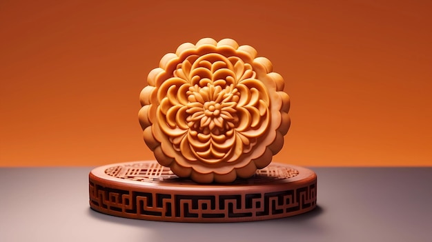 Chinese festival food moon cake on white background