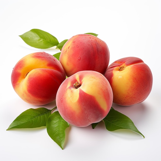 chinese flat peaches on white background