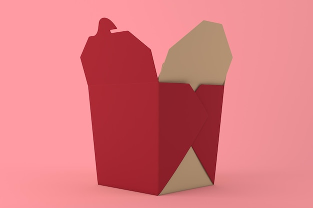 Chinese Food Box Right Side Isolated In Pink Background