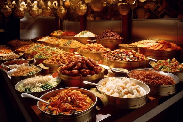 Premium AI Image | Chinese food chinese buffet