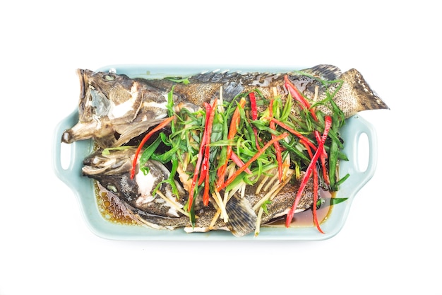 Chinese food:A delicious steamed grouper