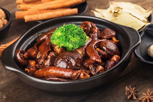 Chinese food a plate of braised goose paw