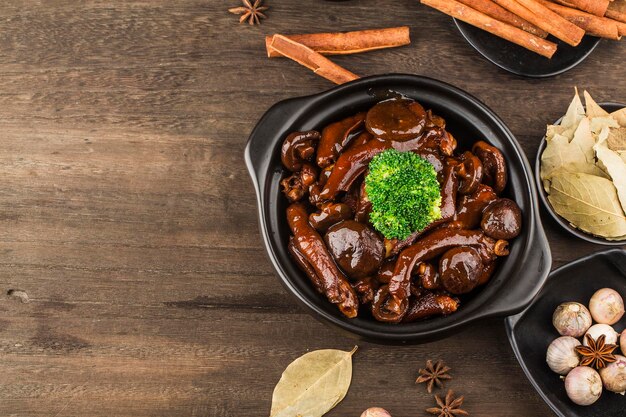 Chinese food a plate of braised goose paw