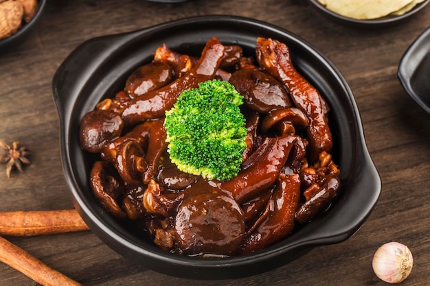 Chinese food a plate of braised goose paw