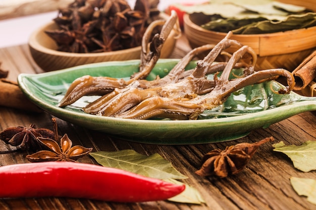 Chinese Food. Spiced Duck Tongue