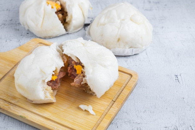 Chinese food Steamed Buns with Pork Belly 