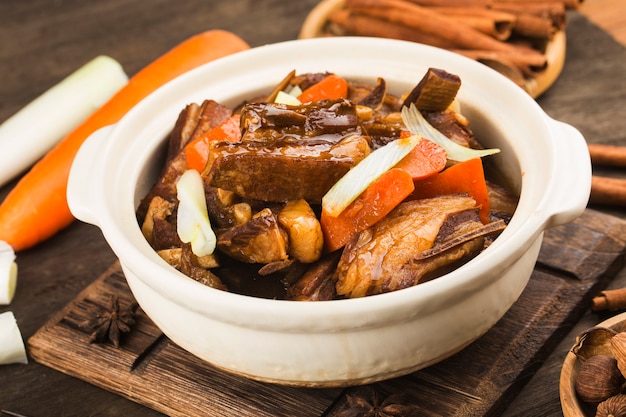 Chinese food: Stewed Mutton with carrot