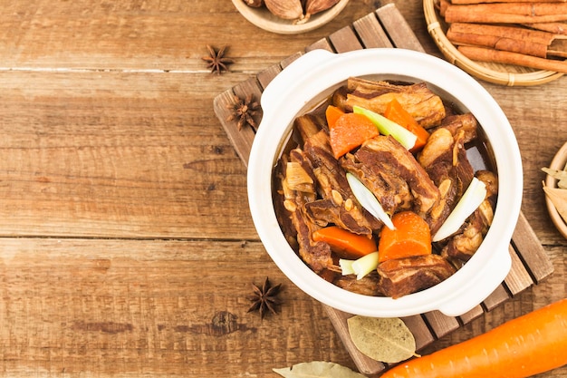 Chinese food: Stewed Mutton with carrot