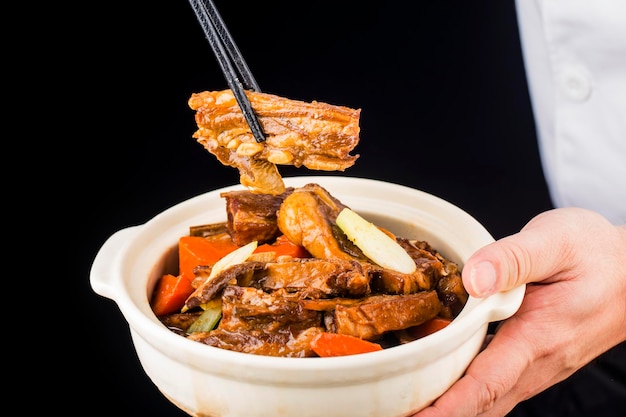 Chinese food Stewed Mutton with carrot