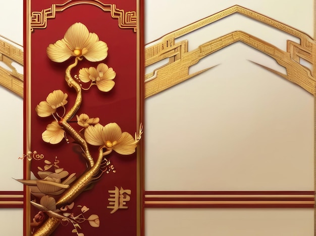 Foto sfondo cinese con rosso e oro del drago