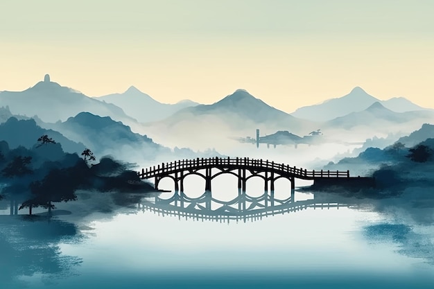 Chinese Garden landscape painting