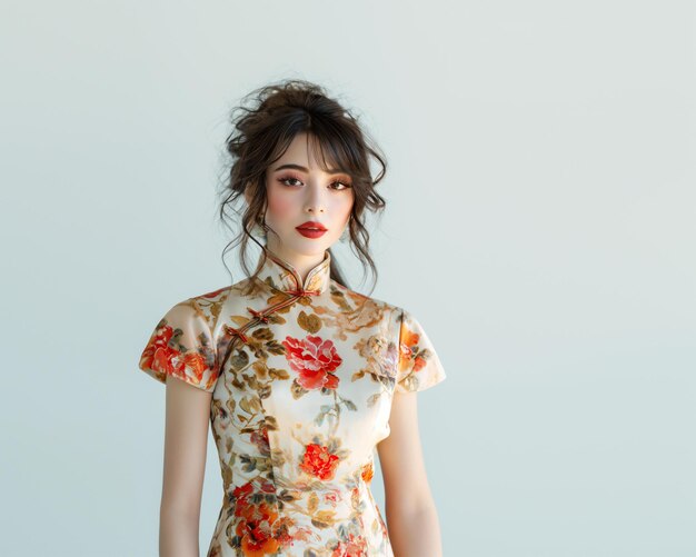 Photo chinese girl in cheongsam for chinese happy new year concept