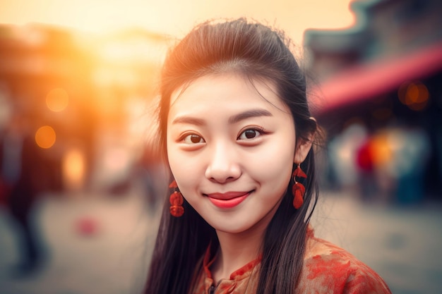 Chinese girl smiled Happy person Generate Ai