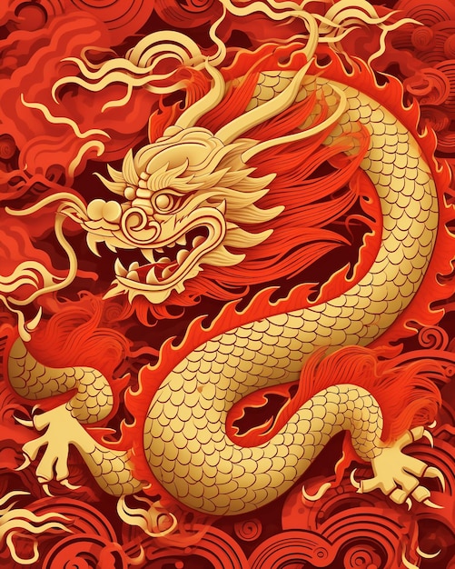 Chinese golden dragon as symbol of 2024