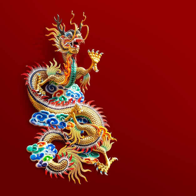 Chinese golden dragon statue