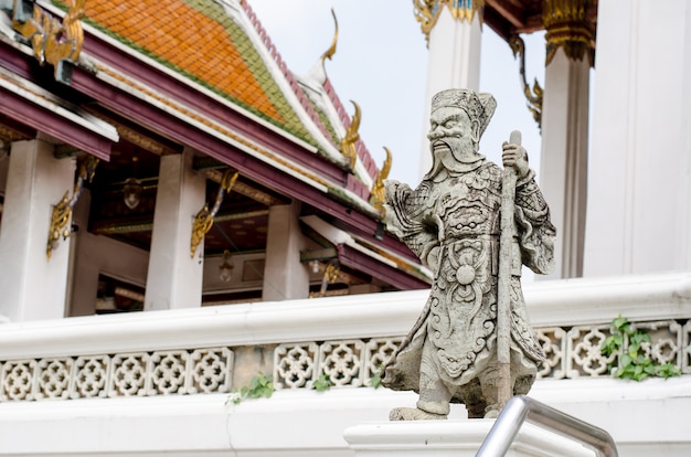 The chinese guardian angry statue in thai temple
