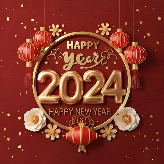 Photo chinese happy new year 2024 ai generated